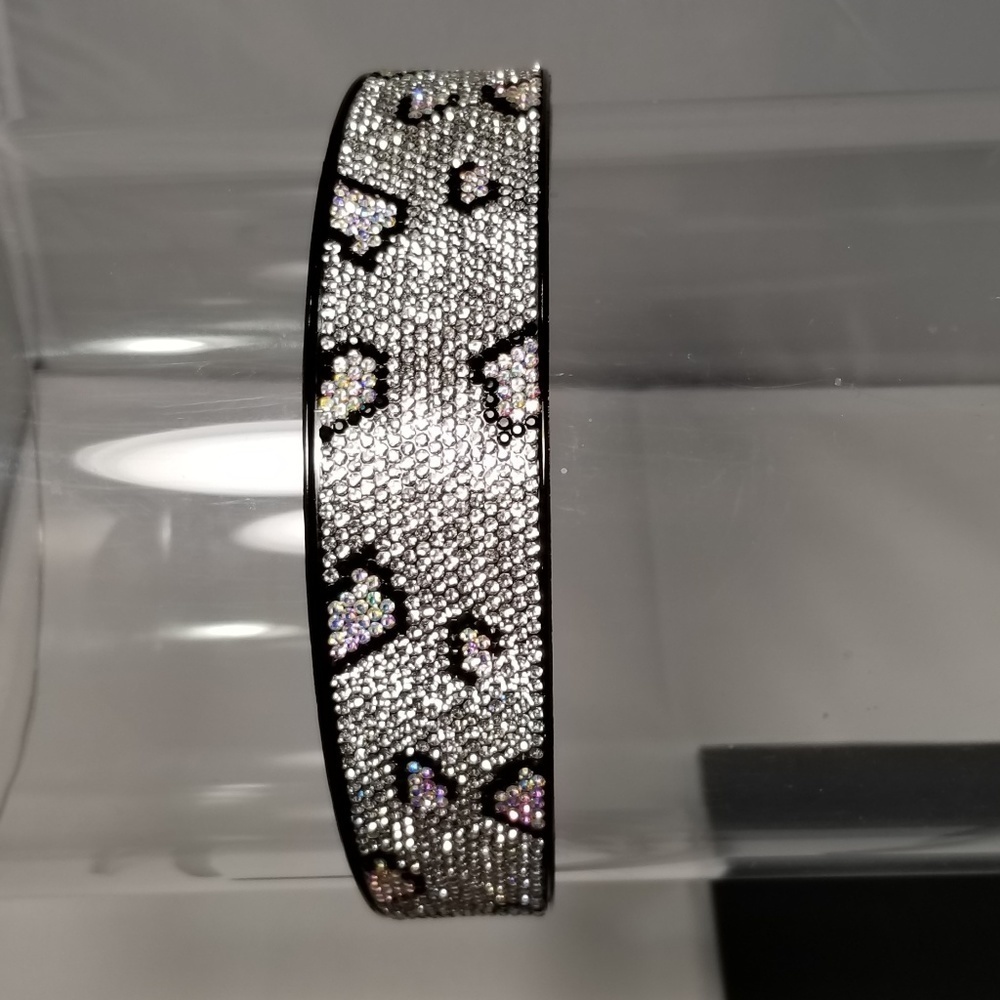 White Holograph Crystals Leopard Hairband 1.25" - Picture 4 of 7